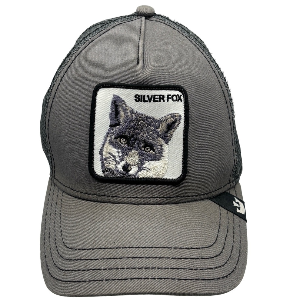 Goorin Bros The Farm Silver Fox Trucker Hat Gray Mesh Snapback Cap Patch - Picture 2 of 9